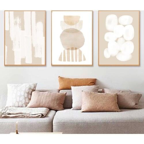 Beige Abstract Geometric Minimalist Posters Canvas Prints Boho Neutral Watercolor Art Painting Wall Pictures Living Room Decor