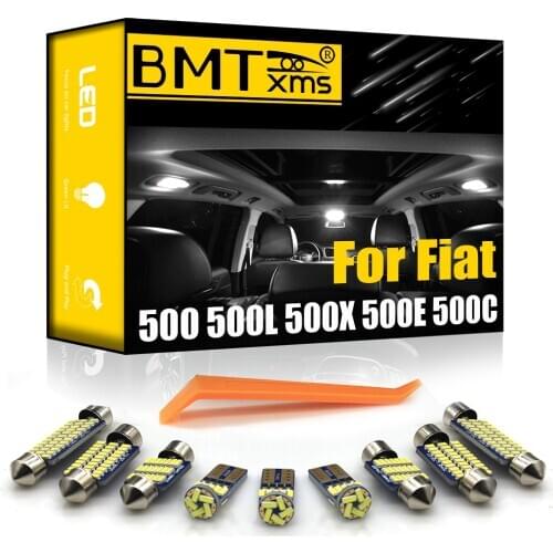 BMTxms For Fiat 500 500L 500X 500E 500C 2007-2018 Vehicle LED Interior Map Dome Trunk Light Kit Canbus Car Lighting Accessories