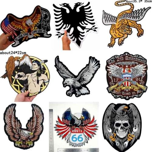 LARGE EAGLE Embroidered Sewing Label punk biker Patches Clothes Stickers Apparel Accessories Badge
