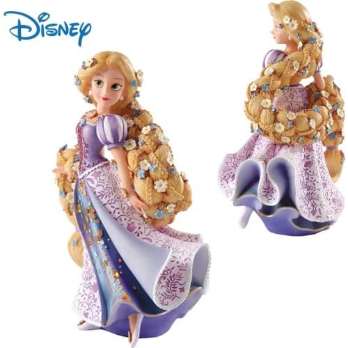 Disney Genuine Rapunzel Anime Figures Dolls Ornaments Princess Action Figure Collection Resin Model Toys Boxed Kid Birthday Gift