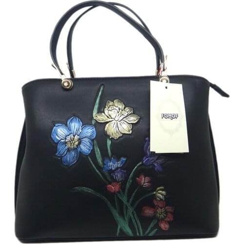 Women Totes Handbag Lady Party Casual Cross Body Shoulder Bags Hand painted with flower
