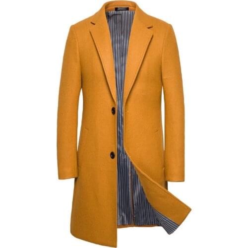 Fad Mens Wool Coat High quality Luxury Trench Coat Men Winter Long Wool & Blends Jacket Casual Woolen Coat Male Big Size 5XL