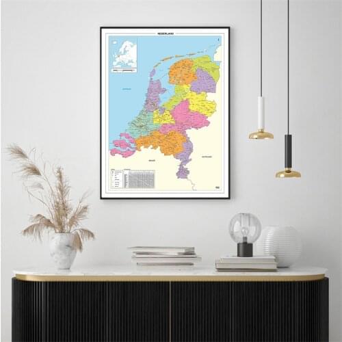 59*84cm The Netherland Map In Dutch Canvas Painting Wall Art Poster Living Room Home Decoration Office & School Supplies