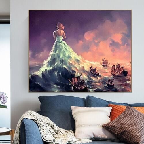 Sea Princess Girl Pictures By Numbers Decorative Canvas Paintings By Numbers Home Decor For Living Room Unique New Year Gift