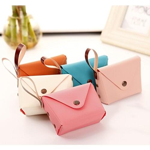 Leather Business Card Holder Case Women Purse Mini Money Wallet Card Holder Office School Supplies