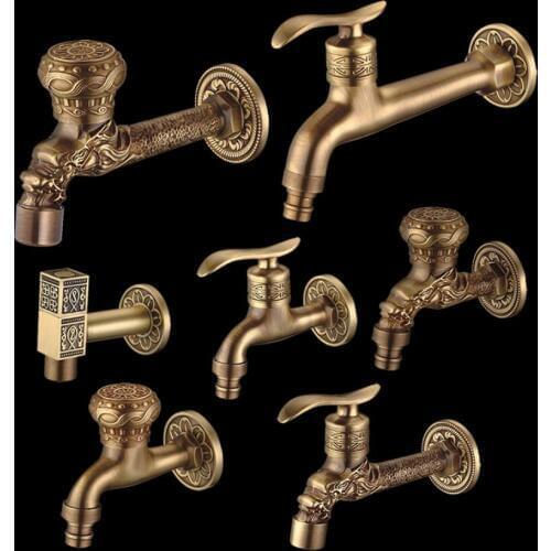 Bibcock Faucet For Outdoor Garden Brass Antique Bronze Washing Machine Faucet Wall Bathroom Mop Tap Toilet Single Cold Bibcock