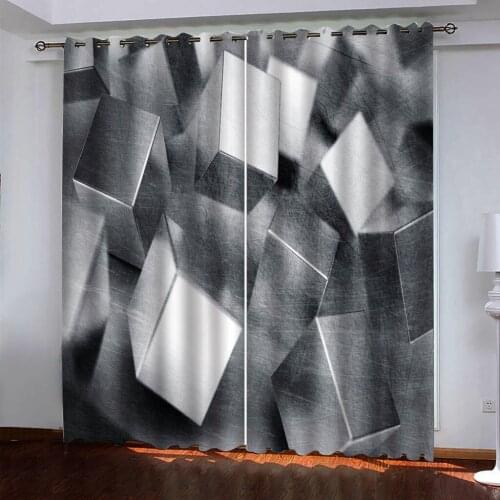 Beautiful Photo Fashion Customized 3D Curtains grey geometry curtains modern living room curtains