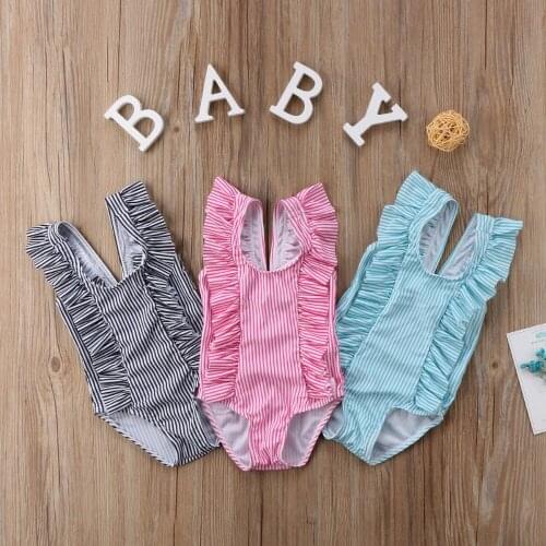 New Toddler Kid Baby Girls Stripr Swimwear Swimsuit Bikini Set Bathing Suit Costume