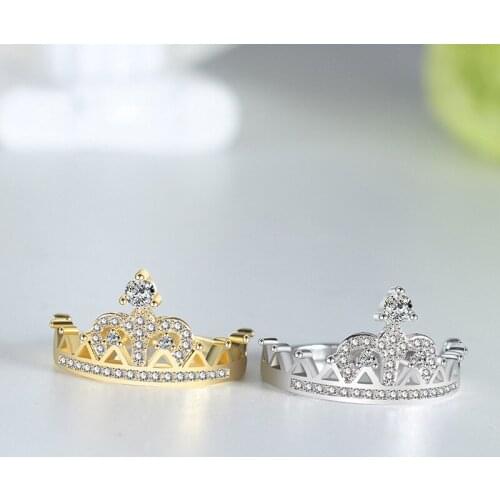 Hot new Europe & American original design luxury ring 925 silver CZ crown ring for women Engagement & marriage DIY jewelry gifts
