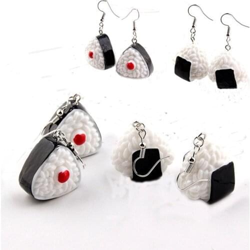 1 pair Cute 3D Sushi Earring Sushi Rice Ball Resin Charm Earring Findings Simulation Food Earring DIY Jewelry Accessory