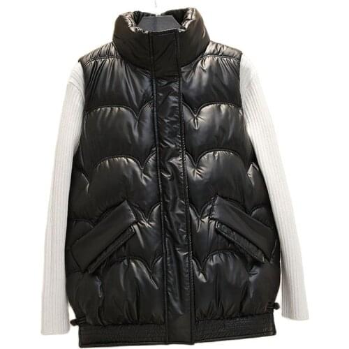 Korean Fashion Down Padded Jacket Women Jackets For Women 2021 New Loose Short Lapel Shiny Thickened Vests For Women