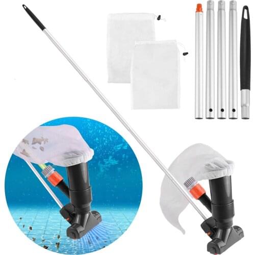Portable Swimming Pool Vacuum Brush Pool Vacuum Head Set Cleaner with Brush Bag Hose Adapter Swimming Pool Cleaning Tools