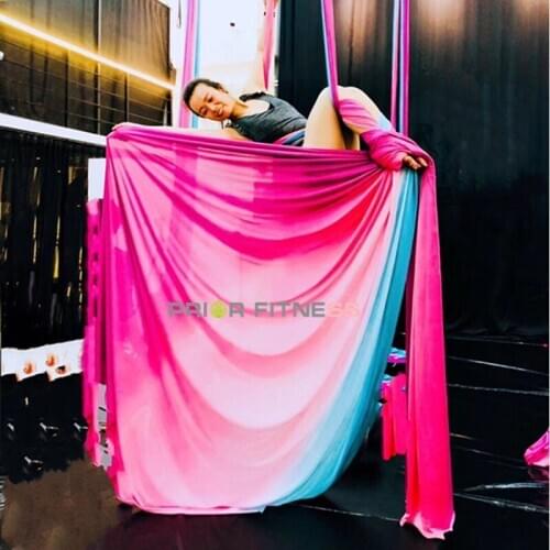 12Meters Yoga Aerial Silks set High Quality Gradational Colors Low Stretch for yoga sporting Including yoga accessories