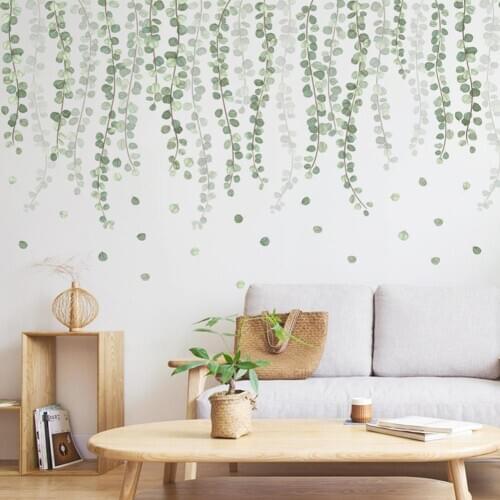 Nordic style Rattan Leaves Wall Stickers for Living room Bedroom RemovableVinyl Wall Decals Art Home Decor Stickers for Wall