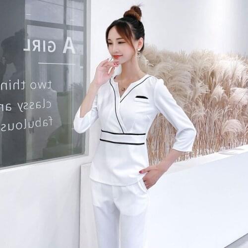 Summer New Hairdressers Work Clothes Womens Beauty Salon Fashion Work Suit Waiter Uniform Women