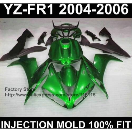High grade fairing for YAMAHA YZF R1 2004 2005 2006 glossy green fairings yzf r1 04 05 06 bodyworks Full injection