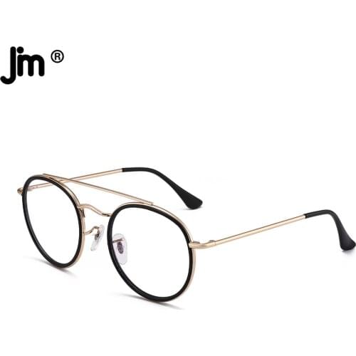 Vintage Round Computer Glasses Men Women Brand Designer Blue Light Blocking Eyeglasses Double Bridge