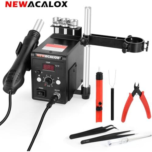 NEWACALOX 110V/220V 700W PCB Rework Station LCD Temperature Adjustable Hot Air Gun Desoldering Heat Gun Soldering Station Tool