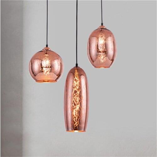 Postmodern crack art glass bubble pendant lights for villa bedroom kitchen restaurant home decoration hanging lamp led luster