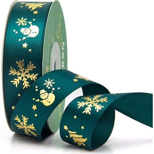 Christmas Ribbon Wired 25 Yards Christmas Ribbon Grosgrain Gift Packing Tool 22M Gift Box Wrapping Green Ribbons Satin Ribbon