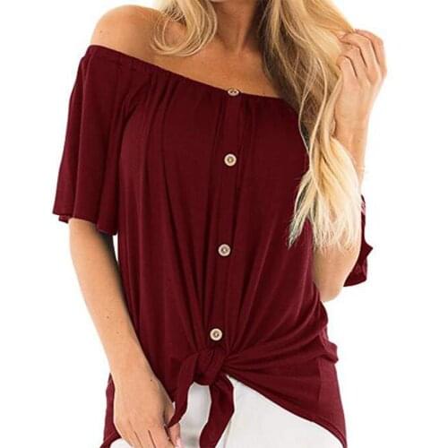 2021 Summer New Style One-Shoulder Strapless Short-Sleeved Button-Down Shirt Shirt Top Fashion Style Streamline Bow Shirt