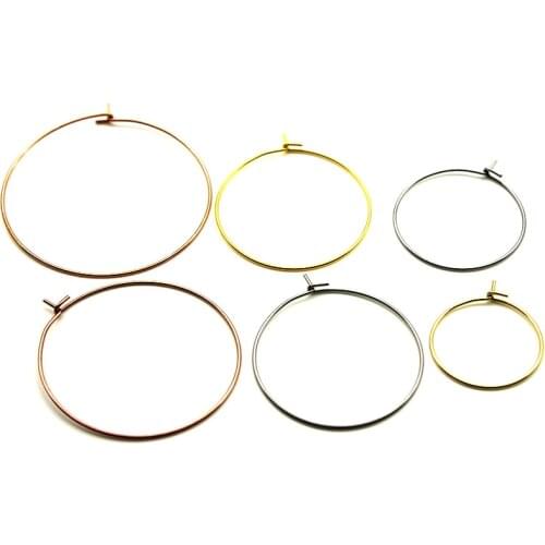 20pcs 316L Stainless Steel Rose Gold Ear Wire Hoop Earring for Women Round Circle Earring Hoops for DIY Jewelry Making Findings