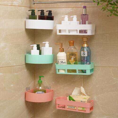 Shower Storage Rack Organizer Bathroom Pole Shelves Shampoo Tray Stand Single Holder Kitchen Bathroom Storage Rack Wall Mounted