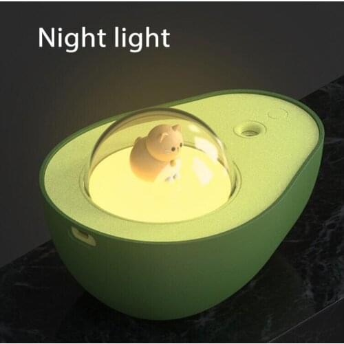 Portable USB Humidifier Wireless Avocado Aroma Diffuser 1200mAh Battery Air Humidificador with Atmosphere Lamp 210ml Water Tank