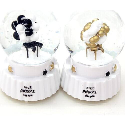 Balloon Model Snow Globe Crystal Ball Christmas Night Light Snowflake Rotating Music Box Home Decoration Birthday Gift