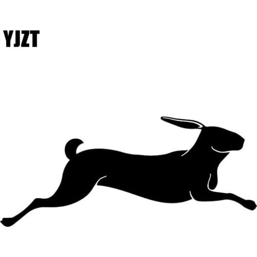 YJZT 16.7CM*7.1CM Rabbit Running Pattern Car Sticker Vinyl Decal Decor Bumper Black/Silver C4-2550