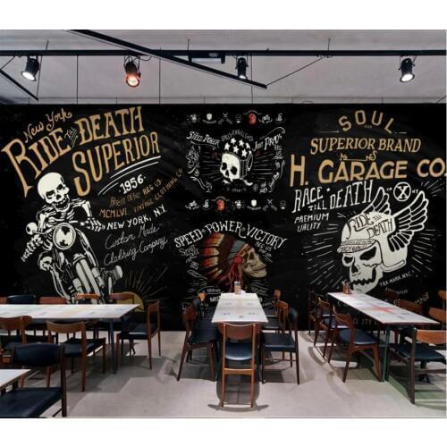 Custom mural 3d photo wallpaper American punk motorcycle skull bar KTV decor 3d wall murals wallpaper for walls 3 d living room