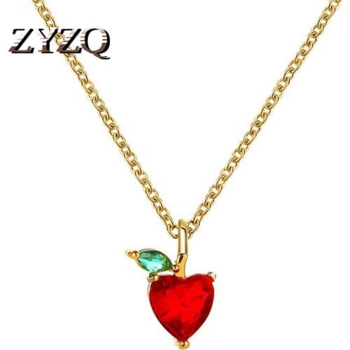 ZYZQ Summer Small Fresh Fruit Necklace Pendant Apple Necklace Simple Student Jewelry