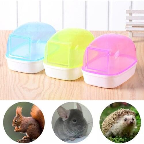1PC Hamster Sand Bathroom Plastic Non-slip Chinchilla Toilet Clear Pet Container With Door Small Animal Pet Accessories