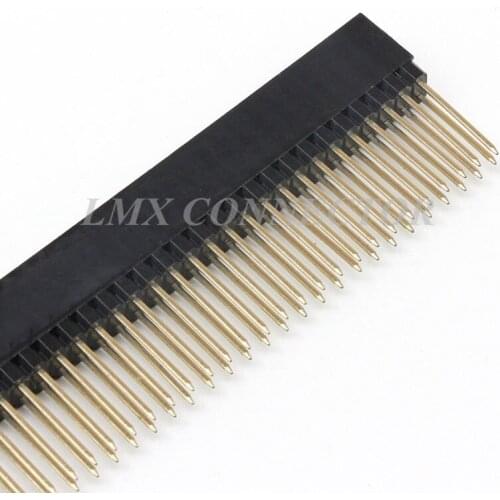10PCS 2.54mm Female Pin Header Connector 2x20P Double Row Lengthened Straight Needle Copper Gold Plated