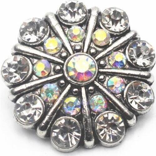 6pcs/lot Colorful Crystal Snap Buttons Round Vintag Alloy Buttons Charms Fit 18mm DIY Women Snap Bracelet&Bangle Jewelry