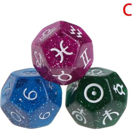 A5KC 3pcs Multicolor 12 Sided Resin Dice Astrology Tarot Constellation Divination
