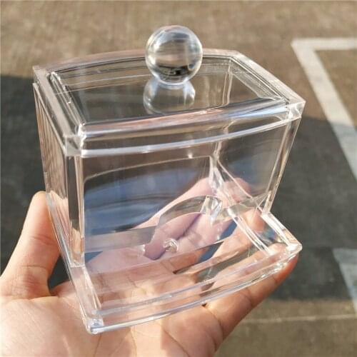 Acrylic Cotton Swabs Storage Holder Box Portable Transparent Makeup Cotton Pad Cosmetic Container Furniture storage supplies