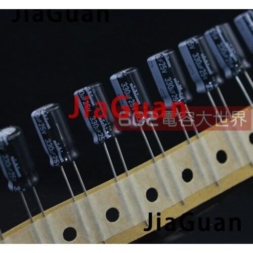 50PCS NEW NICHICON HD 25V330UF 8X16MM Aluminum electrolytic capacitor 330UF 25V high frequency low resistance 330uF/25V