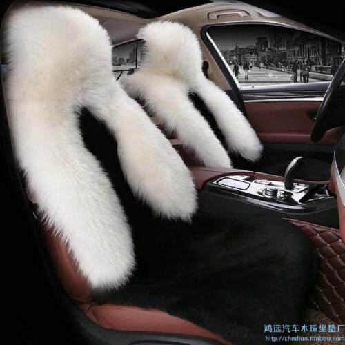 Auto supply winter long sheep fur car seat cover cushion Low profile luxury 5 seats covers for 1 set full wool cover cushion