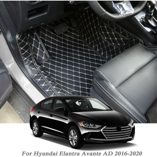 Car Styling PU Leather Floor Mat For Hyundai Elantra Avante AD 2016-2020 LHD Auto Foot Pad Carpet Warterproof Cover Accessories