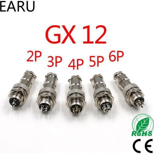 Free Shipping 1Set 7/16" GX12 2 3 4 5 6 7 Pin Male Female 12mm M12 Wire Panel Circular Aviation Connector Socket Plug DF12 M12