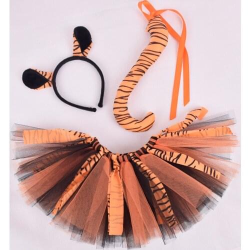 Wild Tiger Fluffy Tutu Skirt for Girls Baby Girls Tiger Costume Kids Birthday Party Tutus Halloween Animal Costume Newborn-12Y