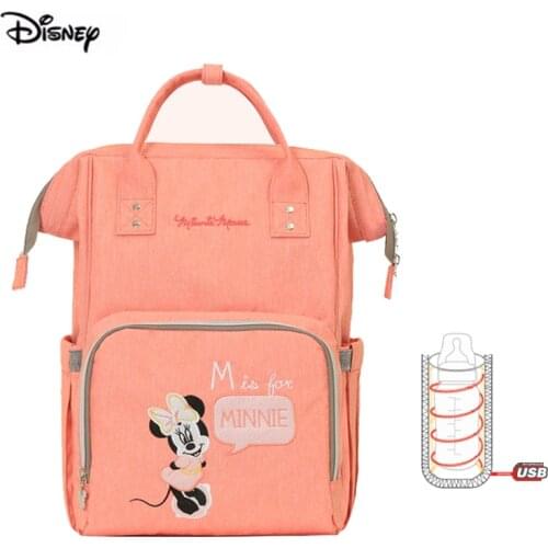 Disney Minnie Mickey Mommy Bag Multifunctional Maternity Backpack USB Heater Insulation Diaper Nappy Baby Backpack Drop Shipping