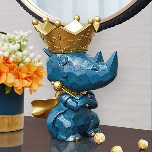 European Geometric Animal Ornaments Resin Rhinoceros Storage Small Ornaments Creative Crafts Modern Home Decoration Accessories