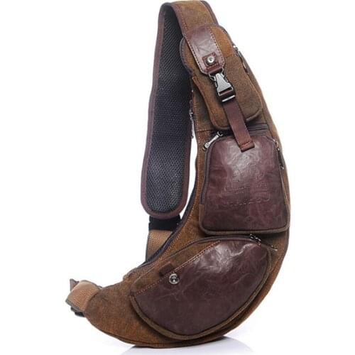 New Men Canvas Messenger Shoulder Bag Single Back pack Half Moon Travel Assault Cross Body Bags Sling Chest Day Pack