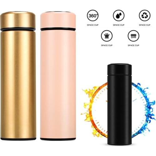 Double Wall Insulated Vacuum Flask Smart Stainless Steel Water Thermal Bottle With LCD Touch Screen Waterproof Coffee Travel Mug