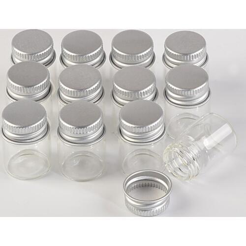 22*30*13mm 5ml Mini Glass Bottles With Aluminium Cap Empty Small Wishing Bottle Glass Vials Jars 100pcslot