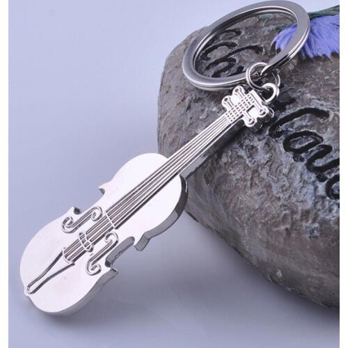 Fashion 2018 Alloy Silver Bass Guitar Key Rings Musical Instrument Keychain Pendant Key Accessories Gift For Friends 1PCS