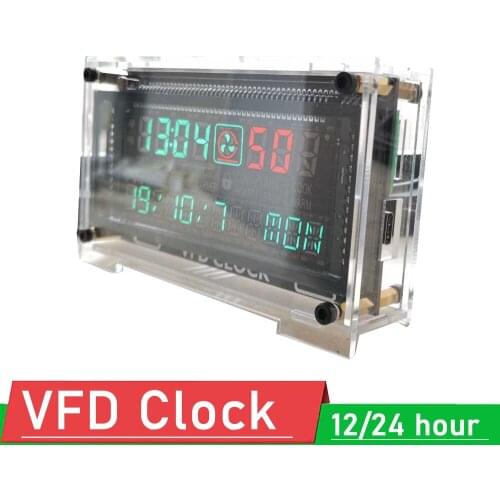 Desktop VFD Clock VFD Digital LED Clock Creative Home Clock Ambient Light VFD screen 12/ 24-hour minute / second /day / week