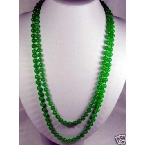 NEW 8mm Green Emerald Gemstone Beads Necklace 32" AAA